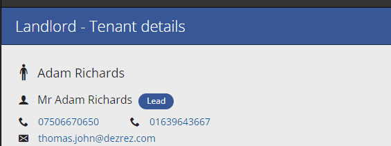 Landlord - tenant details header.