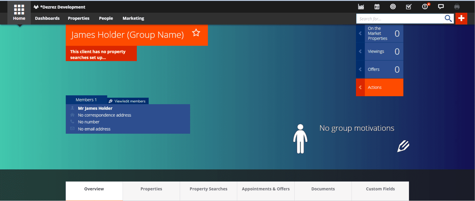 Group details screen from within Rezi.