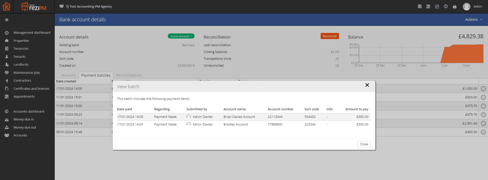 View batch transactions