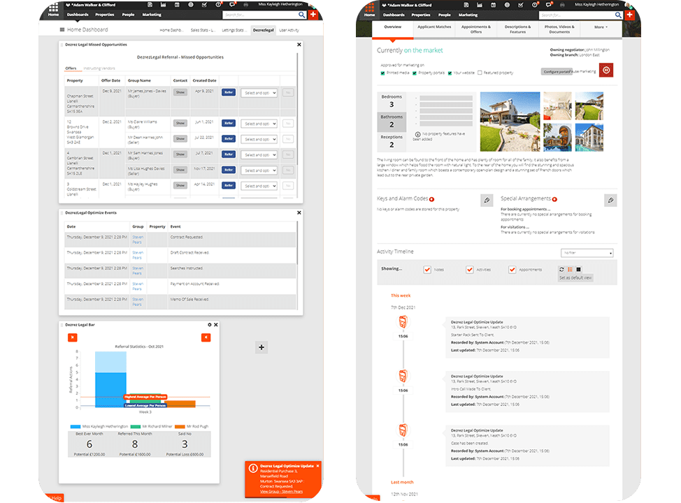 Dezrezlegal dashboard in Rezi