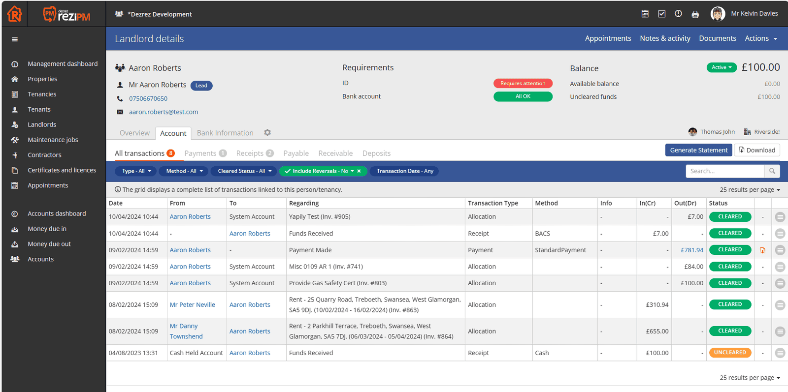 Transaction Grid