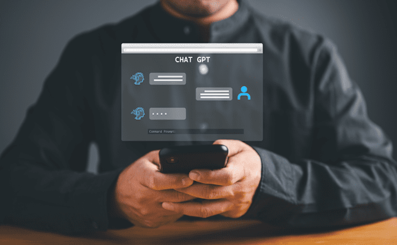 man using chatgpt on mobile device